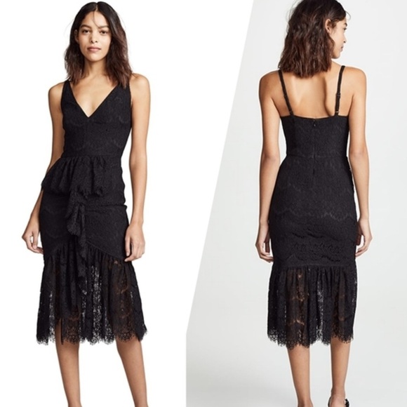 Yumi Kim Black Lace La Vida Midi Dress Size Large - Picture 2 of 16